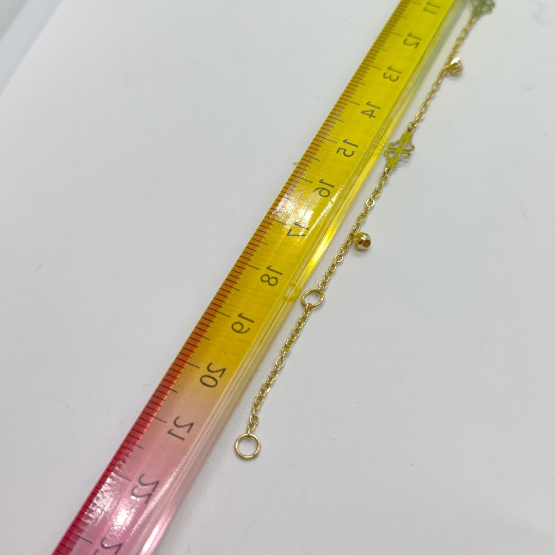 PULSERA ESPECIAL CON TREBOL 14K 18 CM 1.8 GR (NUEVO)