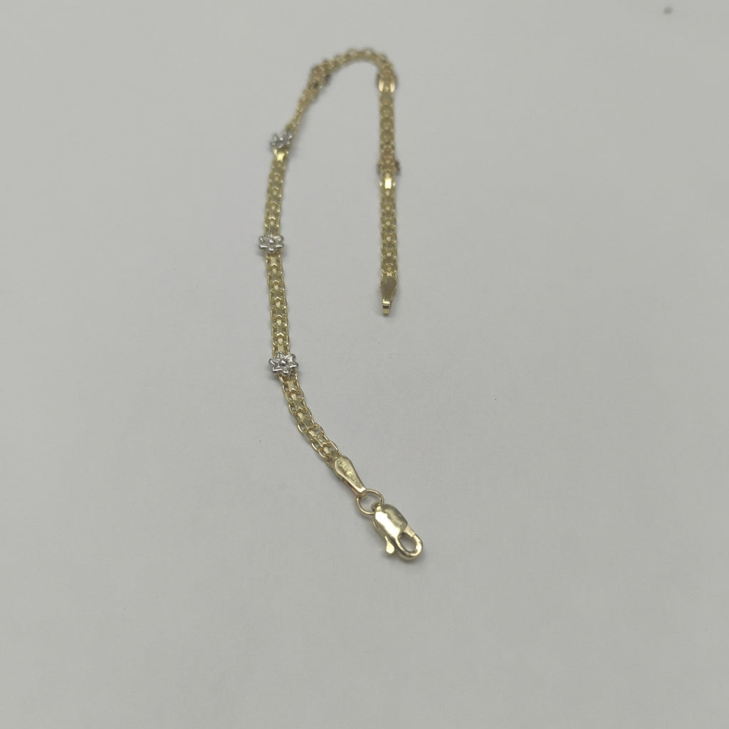 PULSERA ESPECIAL C FLORES 14K 18 CM 2.9 GR (NUEVO)