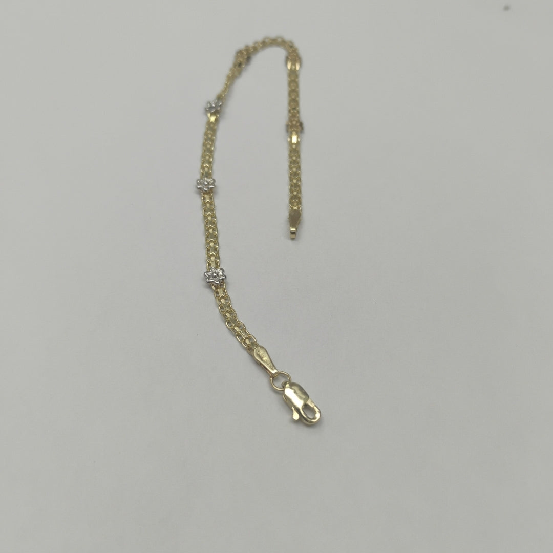 PULSERA ESPECIAL C FLORES 14K 18 CM 2.9 GR (NUEVO)