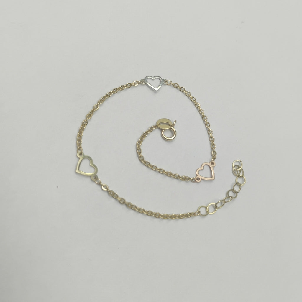 PULSERA ESPECIAL CON CORAZONES 10K 18 CM 1.2 GR (NUEVO)
