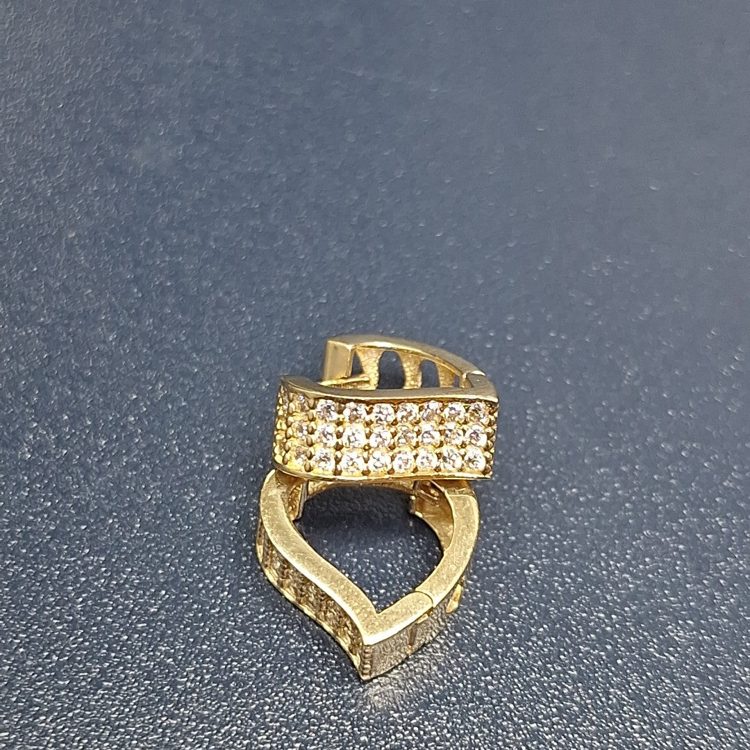 ARETES ARRACADAS CORAZON C CIRCONIAS 14K 2.1 GR (NUEVO)