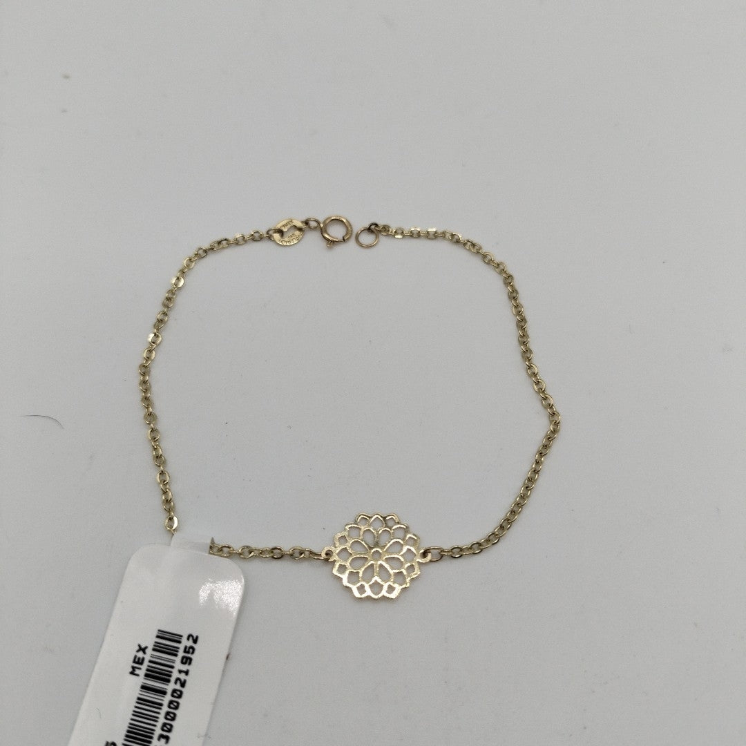 PULSERA TEJIDO ESPECIAL CON MANDALA 14K 18 CM 1.3 GR (NUEVO)