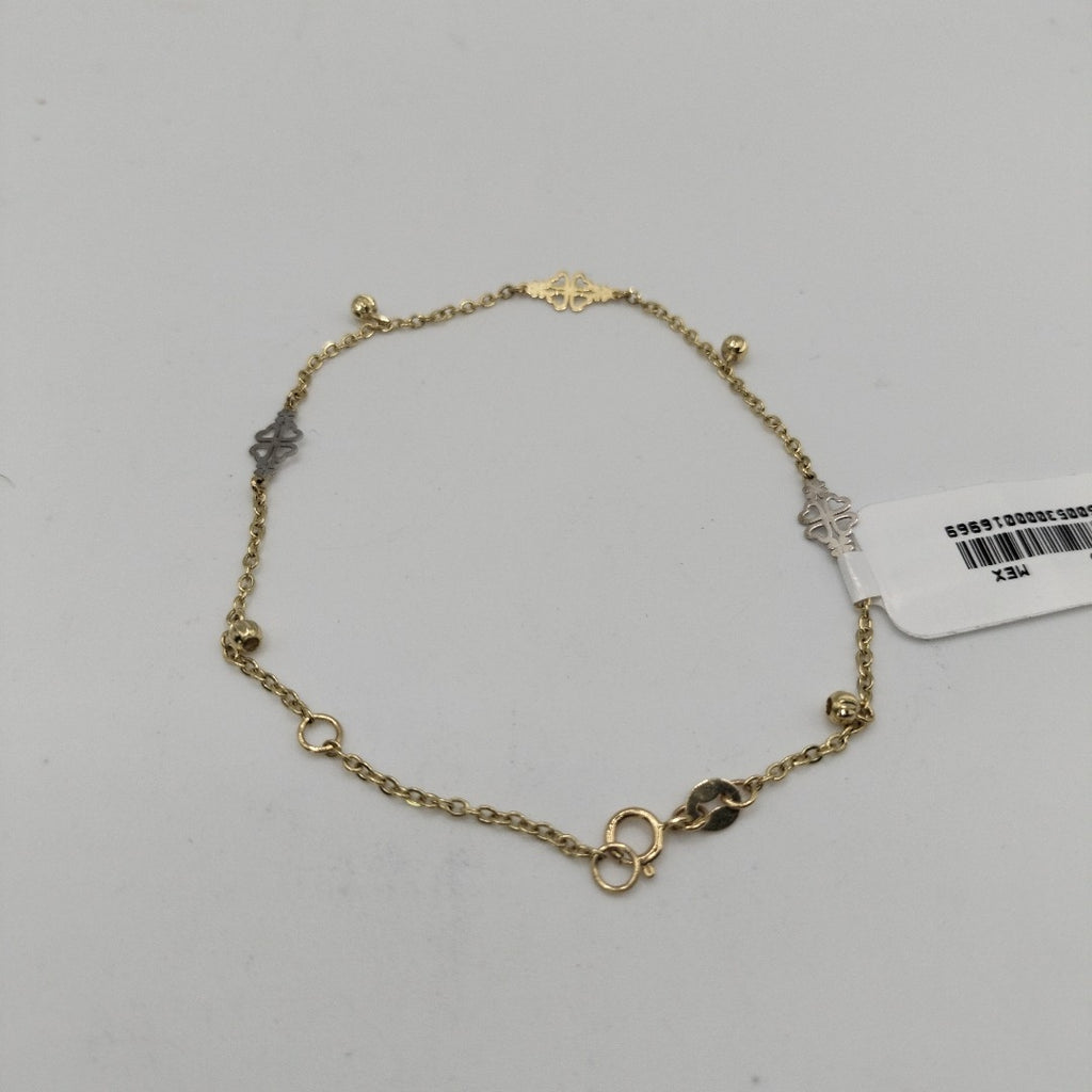 PULSERA ESPECIAL CON TREBOL 14K 18 CM 1.8 GR (NUEVO)