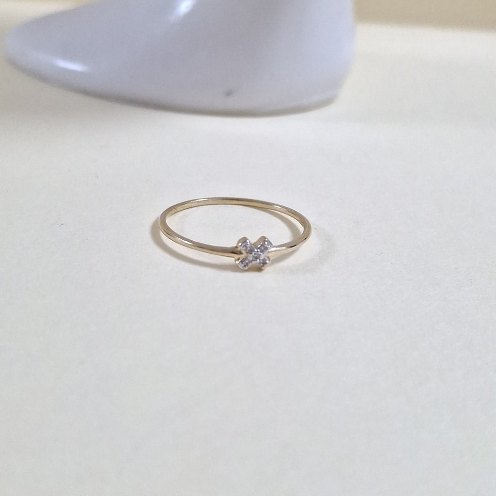 ANILLO ANILLITO C CIRCONIAS 14K 8 TALLA 1 GR (NUEVO)