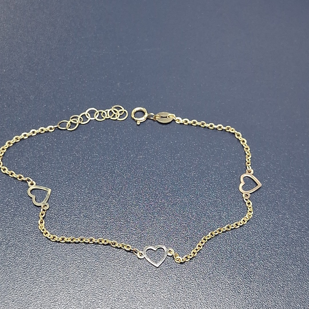 PULSERA ESPECIAL CON CORAZONES 10K 18 CM 1.2 GR (NUEVO)