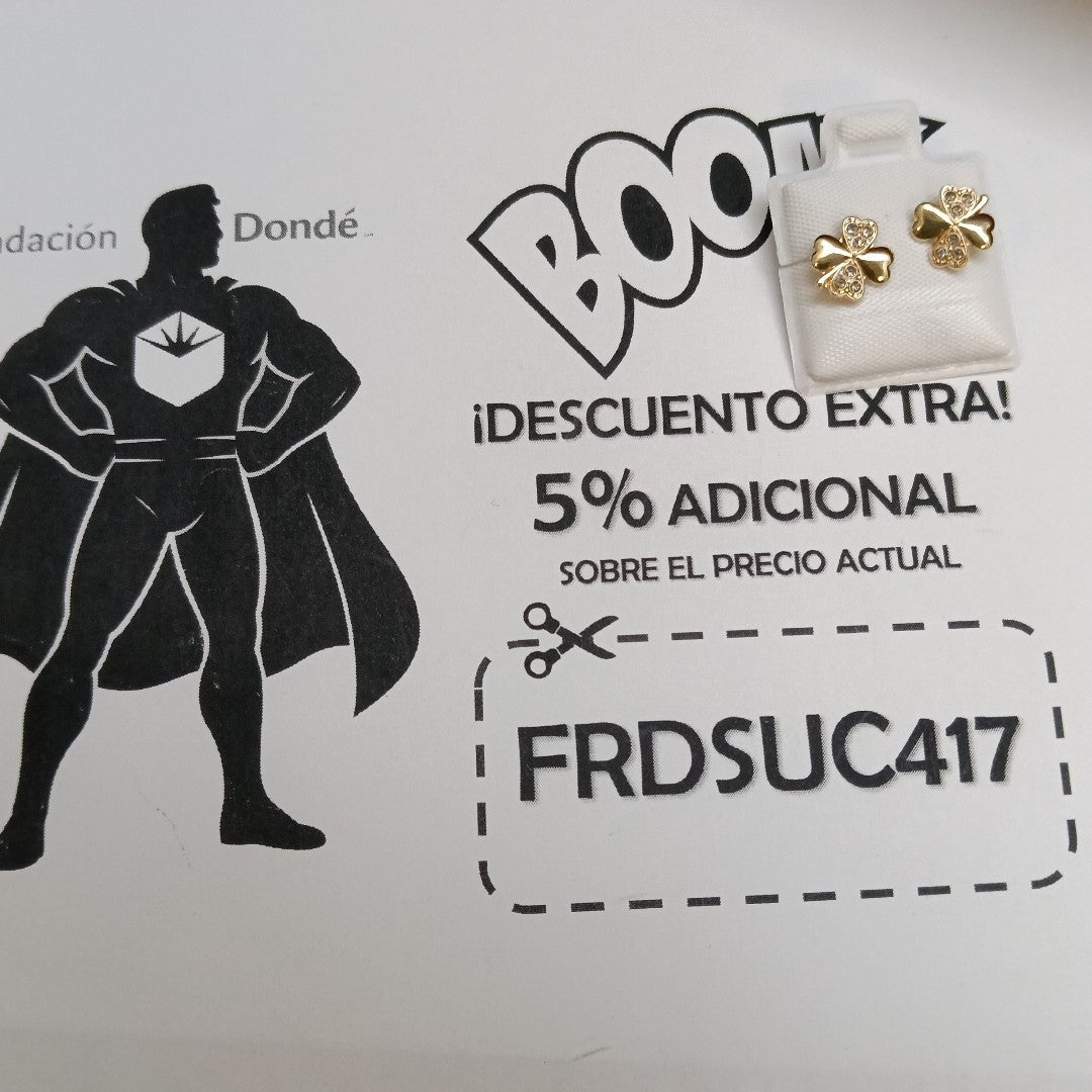 BROQUELES BROQUEL FIG TREBOL 14K 0.2851 GR (NUEVO)