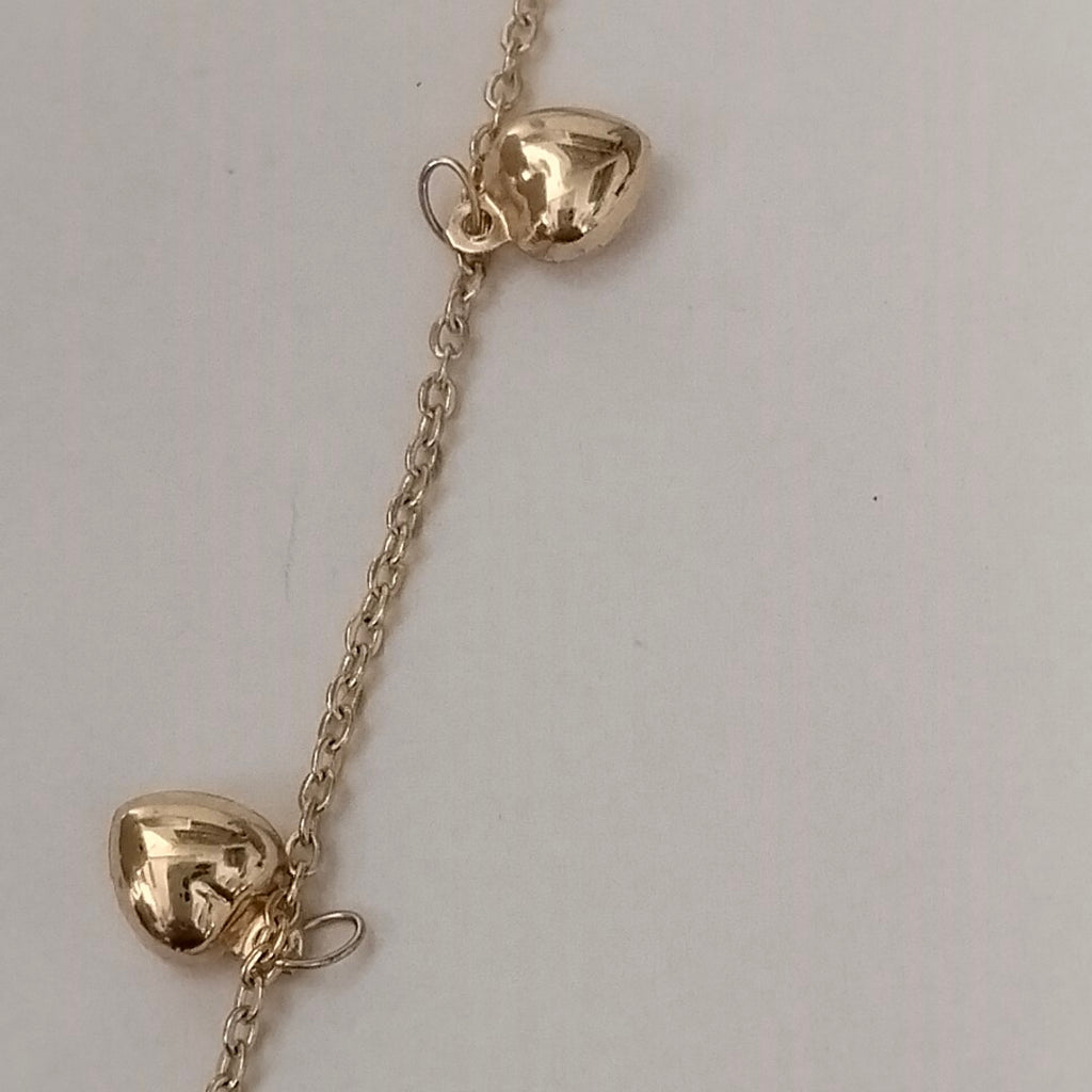PULSERA ESP CON FIG CORAZONES 14K 18 CM 1.8 GR (NUEVO)