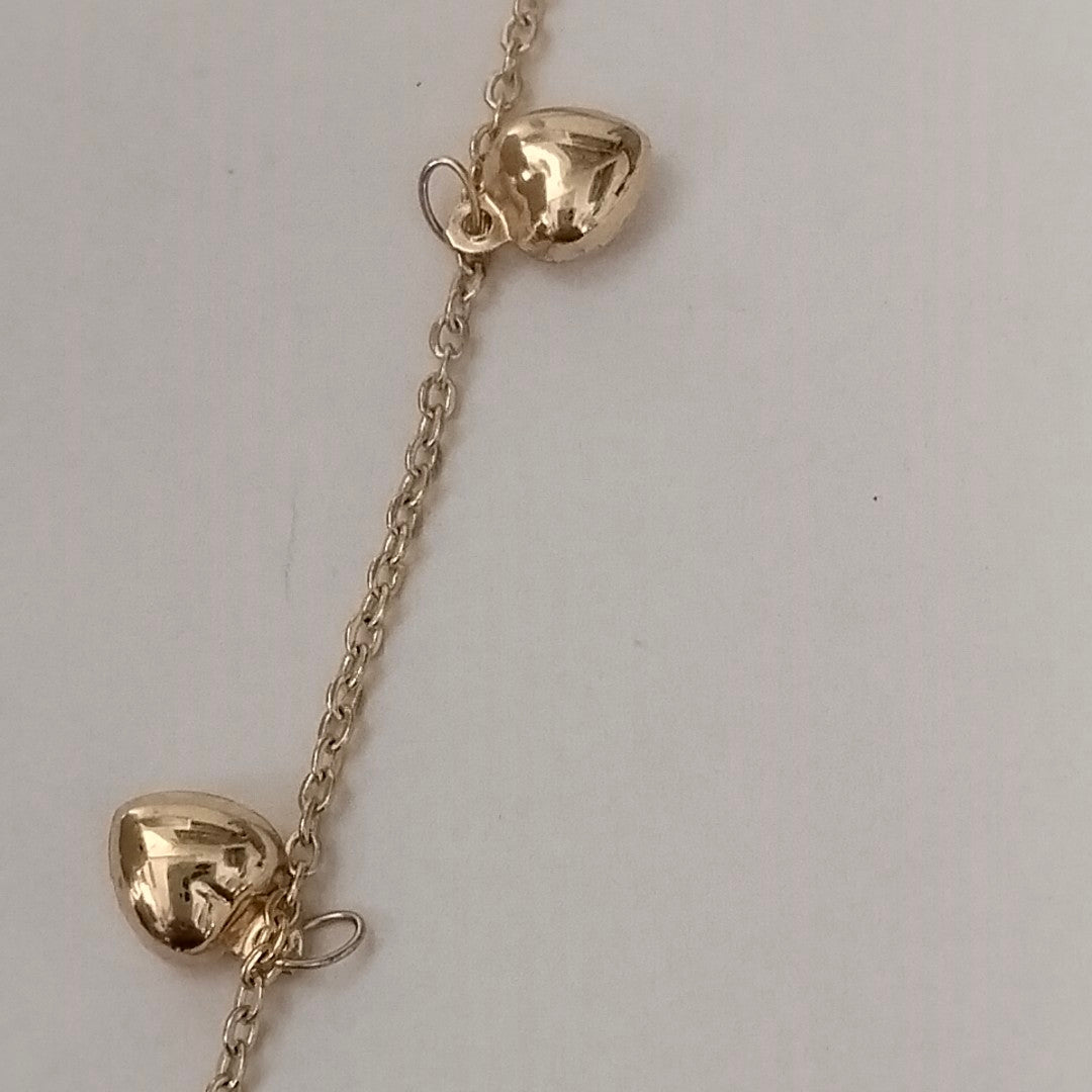 PULSERA ESP CON FIG CORAZONES 14K 18 CM 1.8 GR (NUEVO)