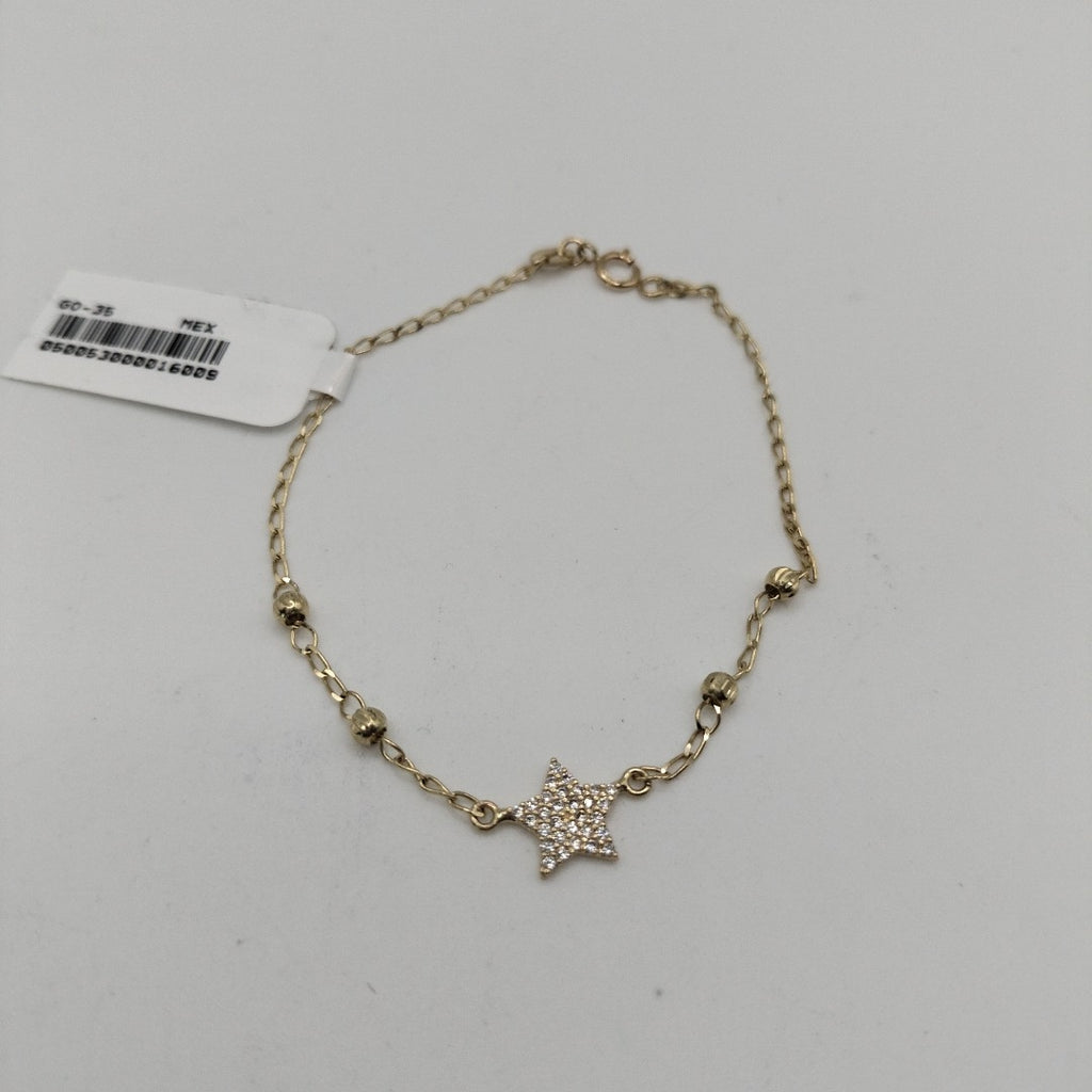 PULSERA ESPECIAL CON ESTRELLA Y CIRCONIAS 14K 18 CM 1.5 GR (NUEVO)