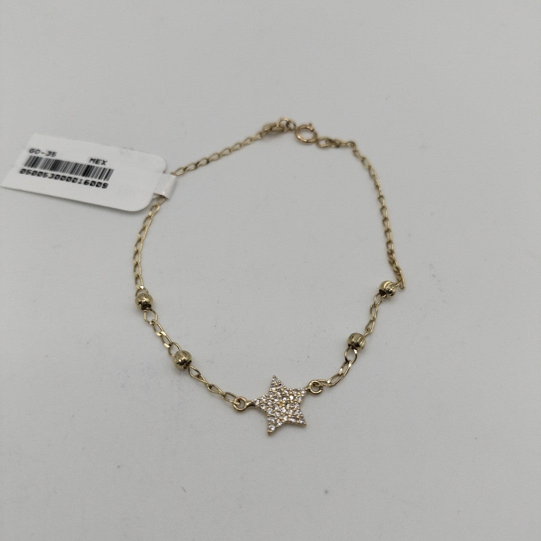 PULSERA ESPECIAL CON ESTRELLA Y CIRCONIAS 14K 18 CM 1.5 GR (NUEVO)