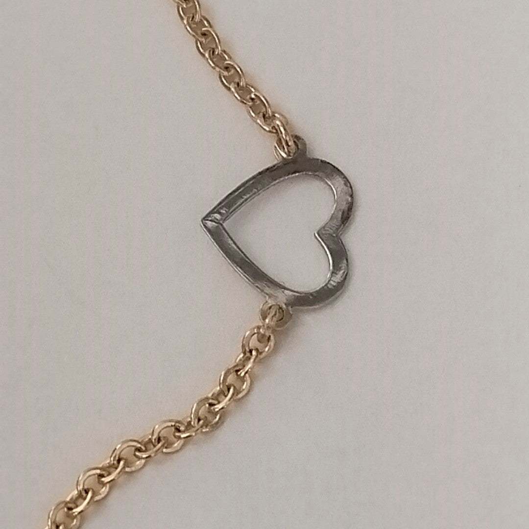 PULSERA ESPECIAL CON CORAZONES CONBINADOS 14K 18 CM 1.6 GR (NUEVO)