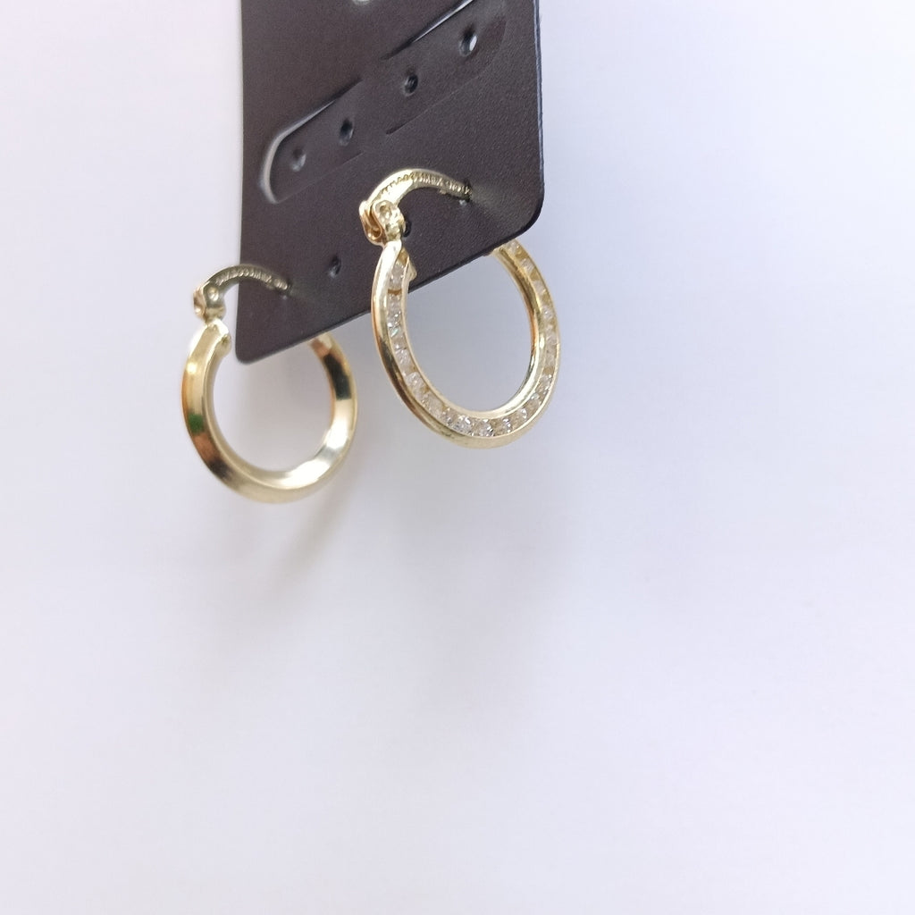 ARETES ARRACADAS CON CIRCONIAS 14K 2.4 GR (NUEVO)
