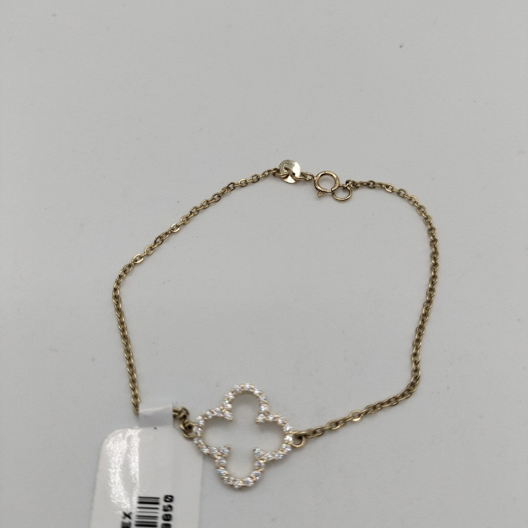 PULSERA TEJIDO ESPECIAL C CIRCONIAS 14K 18 CM 1.8 GR (NUEVO)