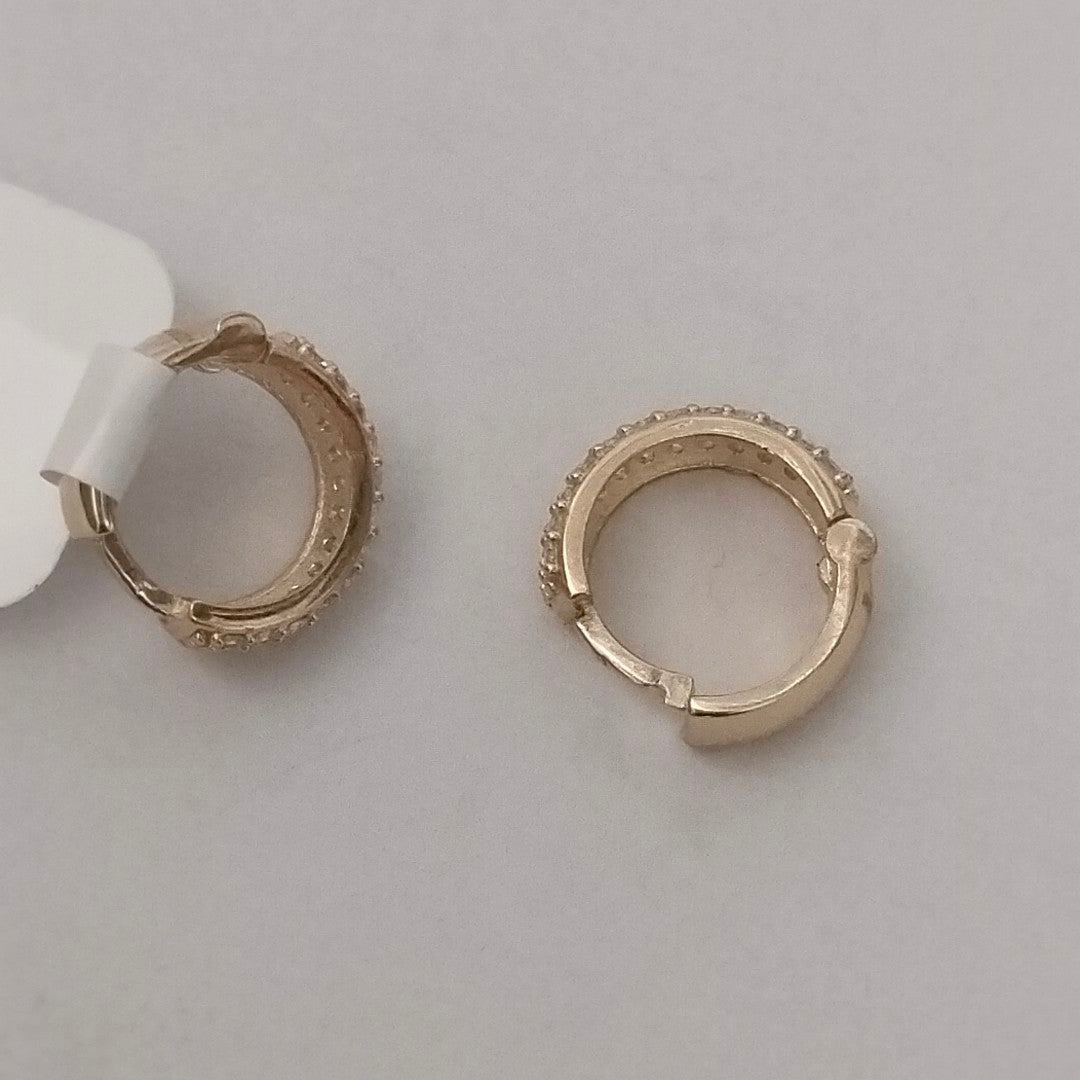 ARETES HUGGIE CON CIRCONIAS 14K 2.1 GR (NUEVO)