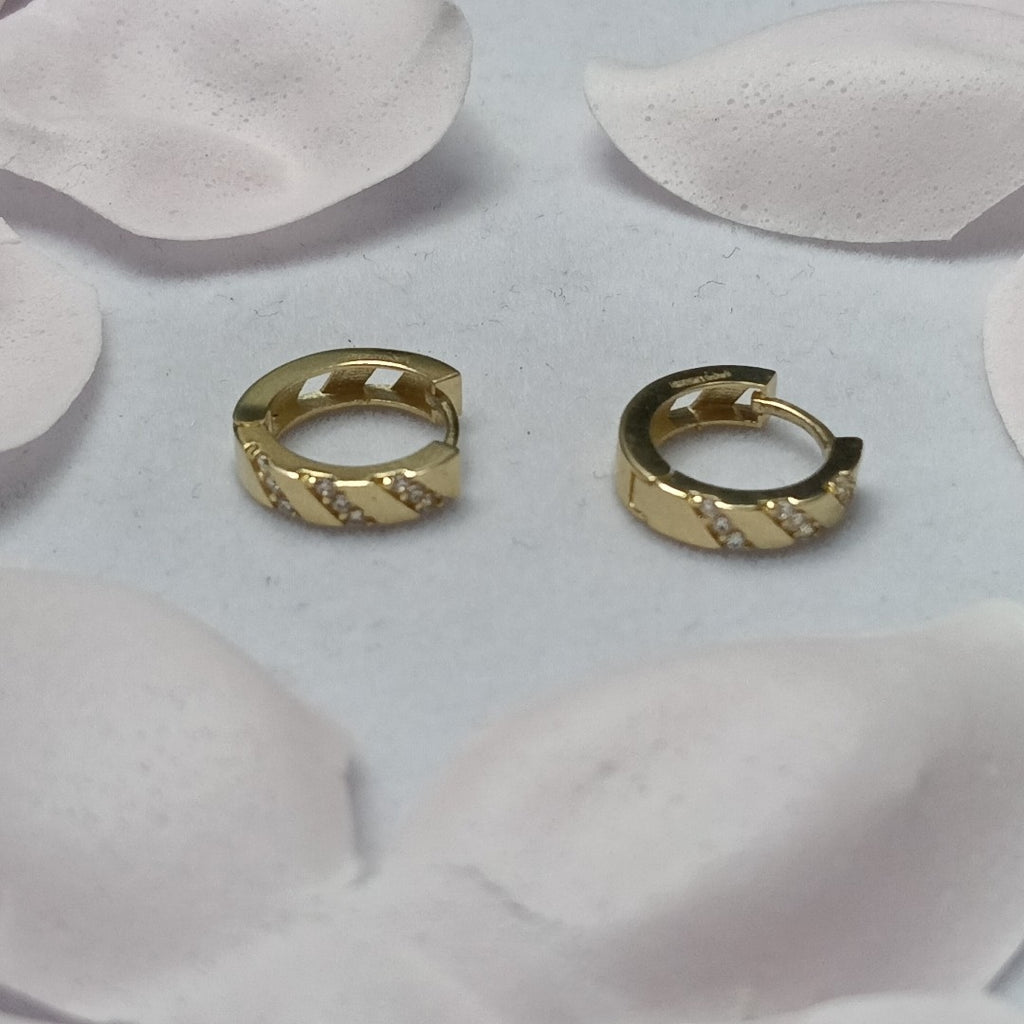 ARETES HUGGIES CON CIRCONIAS 14K 2.2 GR (NUEVO)