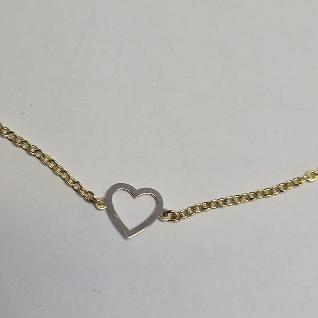 PULSERA ESPECIAL CON CORAZONES CONBINADOS 14K 18 CM 1.6 GR (NUEVO)