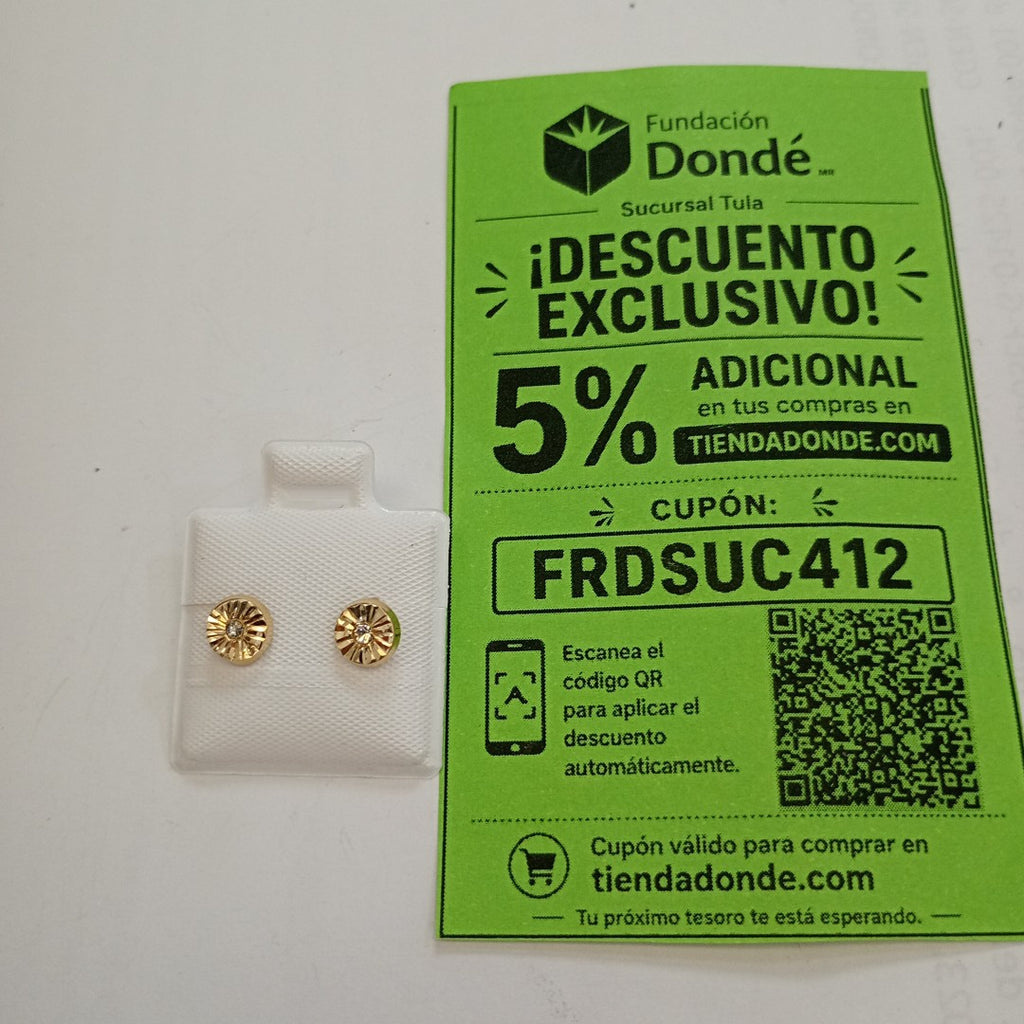BROQUELES BROQUEL FIG BOTON C CIRCONIA 14K 0.2916 GR (NUEVO)