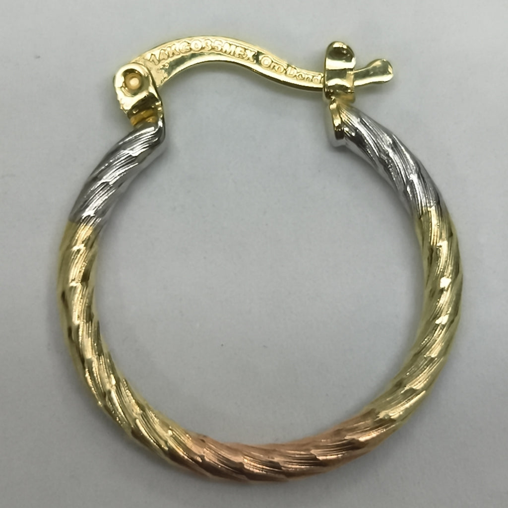 ARETES TEJIDO ARRACADAS TZL COMBINADAS 14K 1.7 GR (NUEVO)