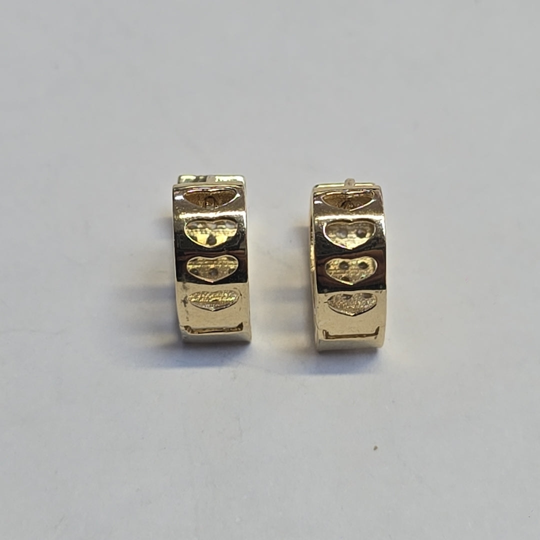 ARETES ARRACADAS CORAZON C CIRCONIAS 14K 2.2 GR (NUEVO)