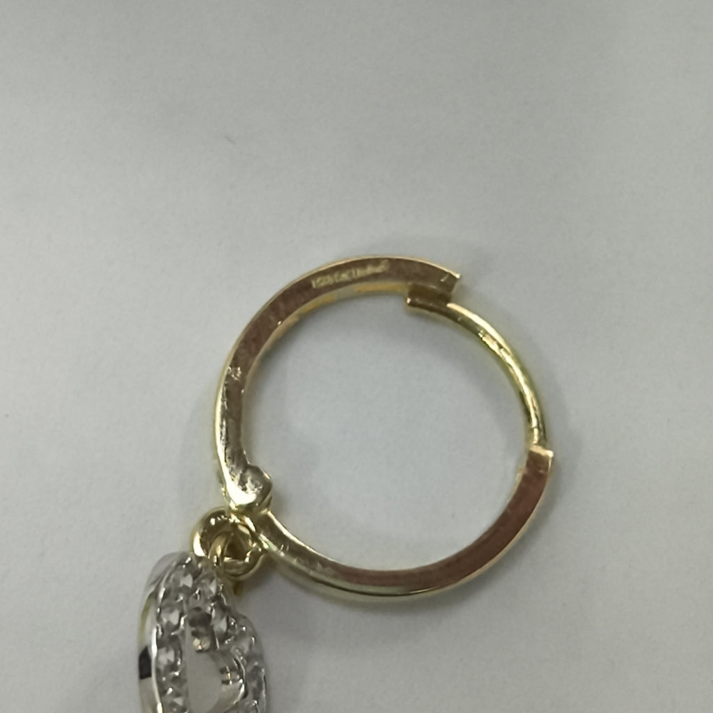 ARETES HUGGIES CON DIJE CORAZON Y CIRCONIAS 14K 2.2 GR (NUEVO)