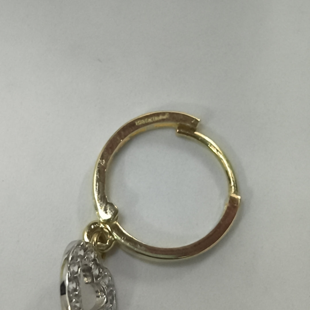 ARETES HUGGIES CON DIJE CORAZON Y CIRCONIAS 14K 2.2 GR (NUEVO)
