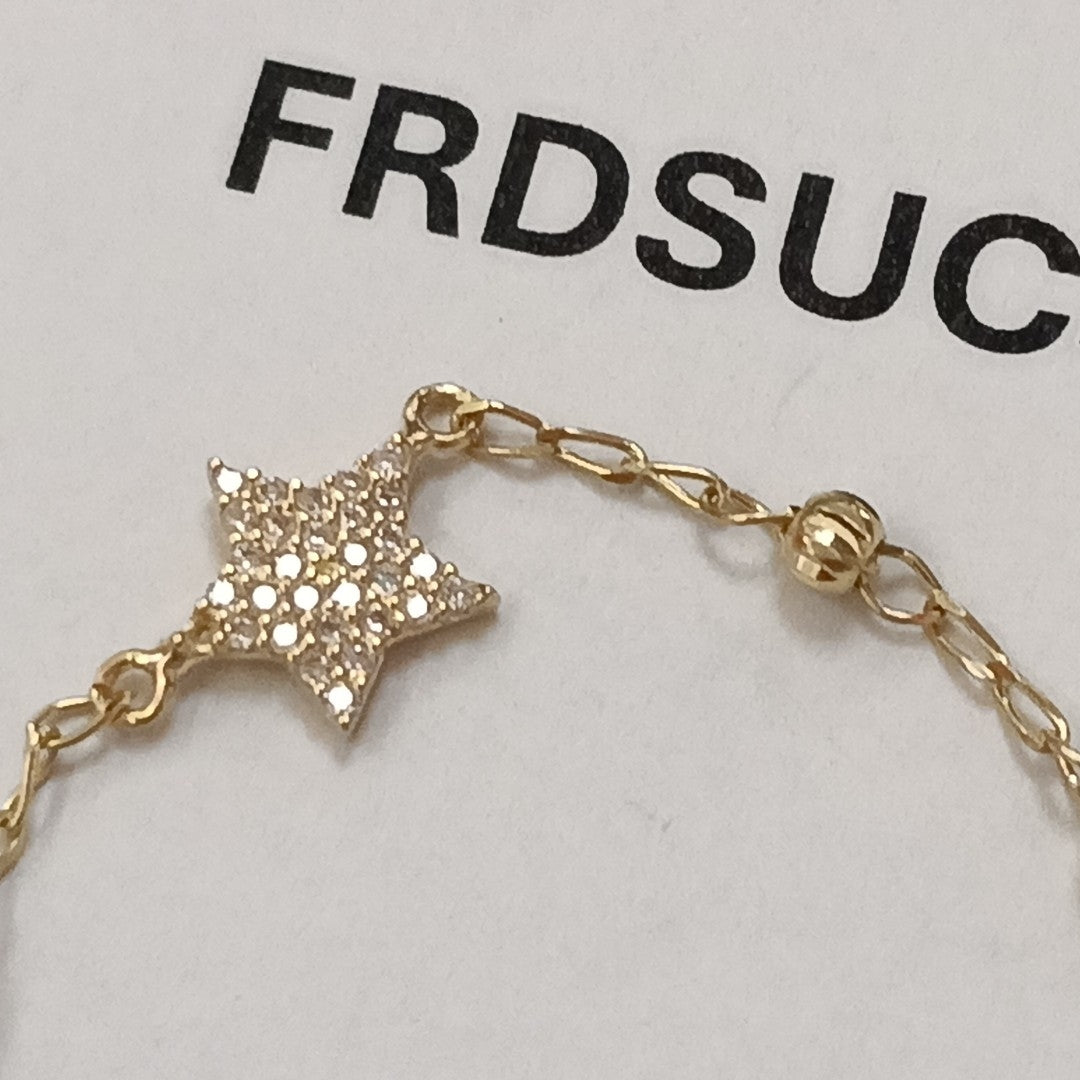 PULSERA ESPECIAL CON ESTRELLA Y CIRCONIAS 14K 18 CM 1.5 GR (NUEVO)