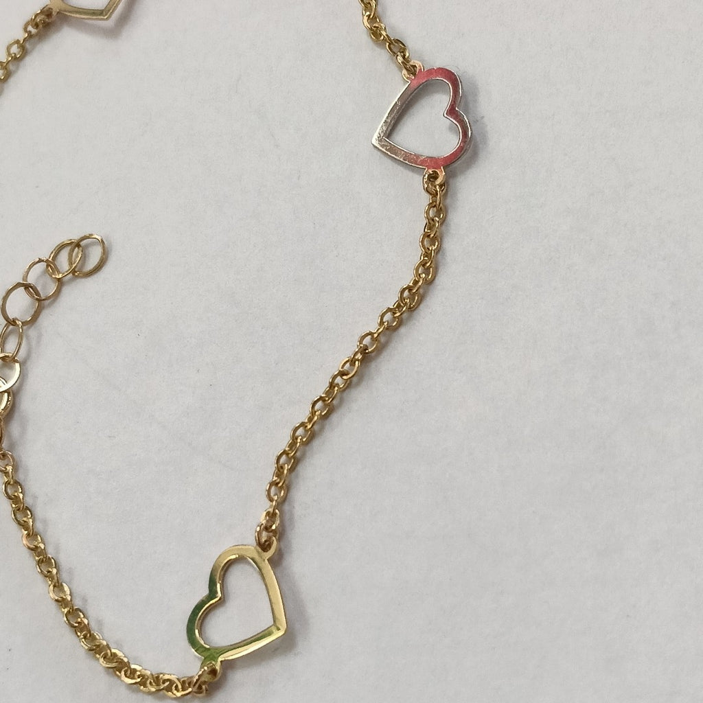 PULSERA ESPECIAL CON CORAZONES CONBINADOS 14K 18 CM 1.7 GR (NUEVO)