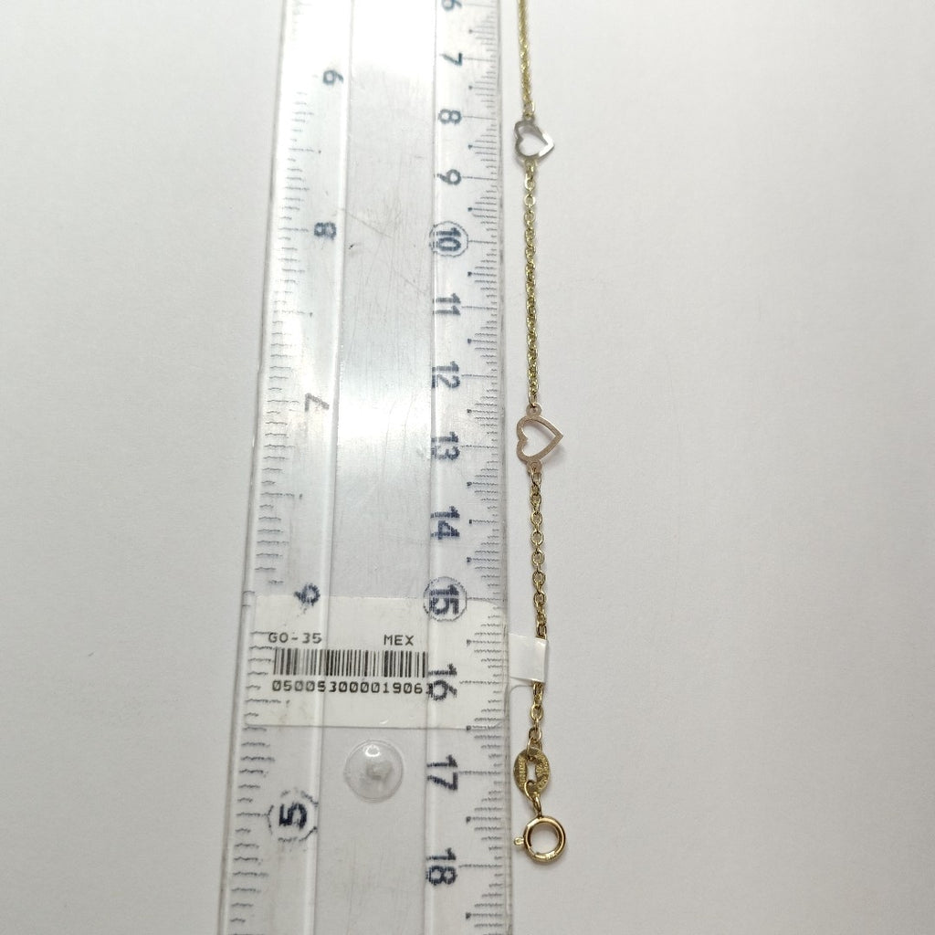 PULSERA ESPECIAL CON CORAZONES 14K 18 CM 1.2 GR (NUEVO)
