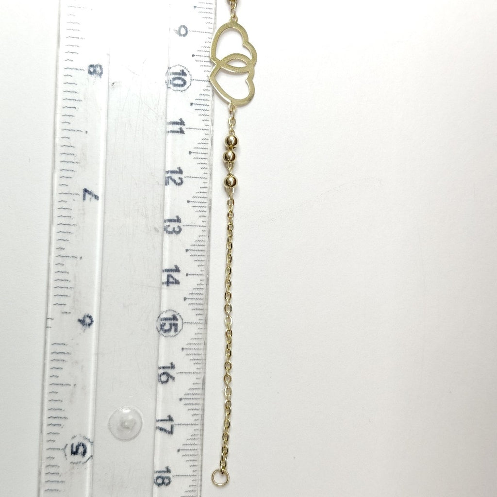 PULSERA TEJIDO ESPECIAL C CORAZONES 14K 18 CM 1.7 GR (NUEVO)