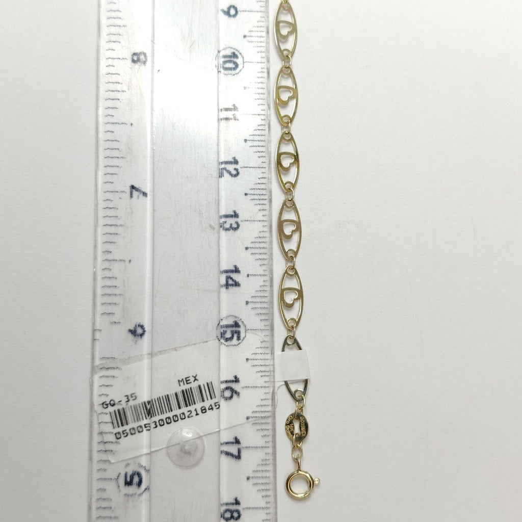 PULSERA TEJIDO ESPECIAL CON CORAZON 14K 18 CM 1.3 GR (NUEVO)