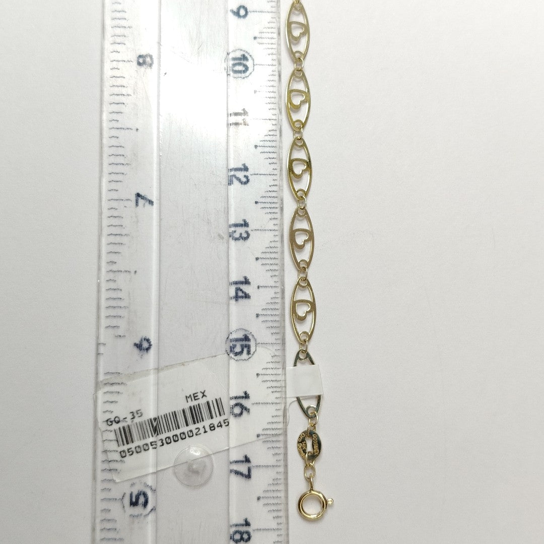 PULSERA TEJIDO ESPECIAL CON CORAZON 14K 18 CM 1.3 GR (NUEVO)