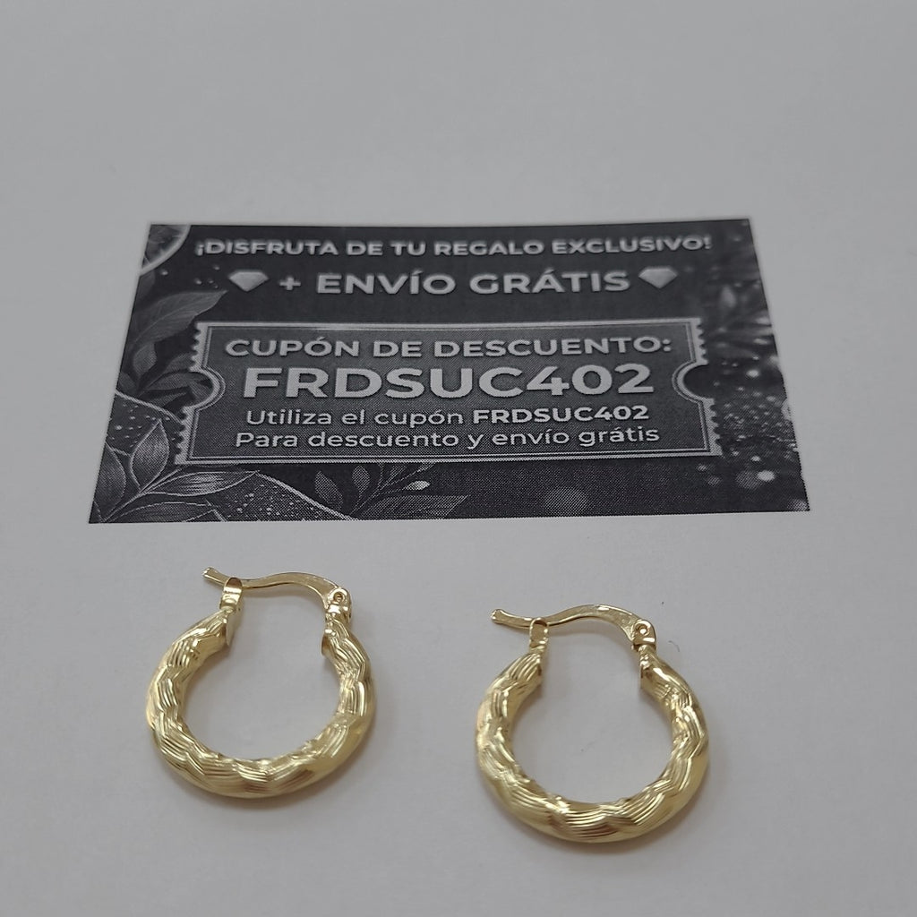 ARETES TEJIDO ARRACADAS ASTRIADAS 14K 2 GR (NUEVO)