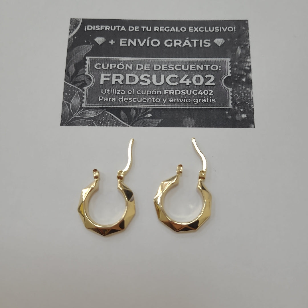 ARETES TEJIDO ARRACADAS FACETADAS 14K 1.8 GR (NUEVO)