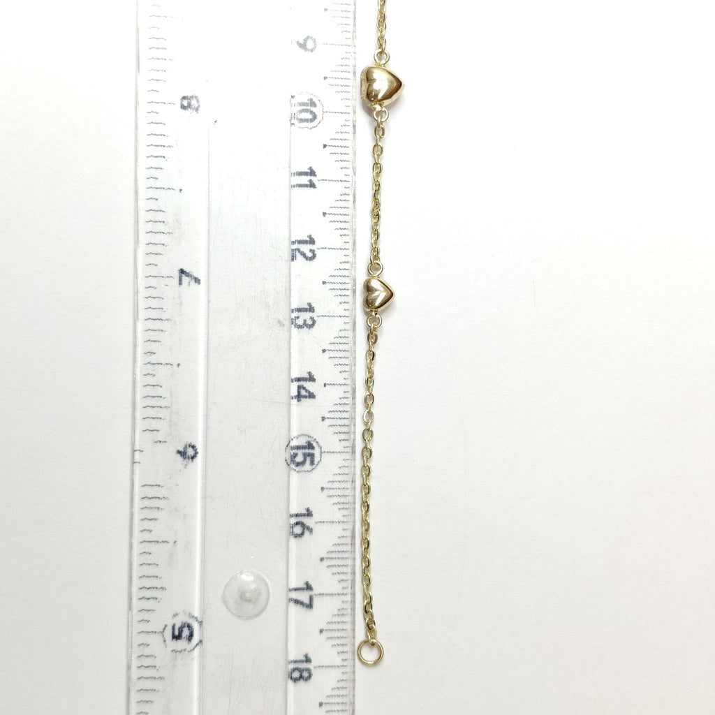 PULSERA TEJIDO ESPECIAL CON CORAZONES 14K 18 CM 1.7 GR (NUEVO)