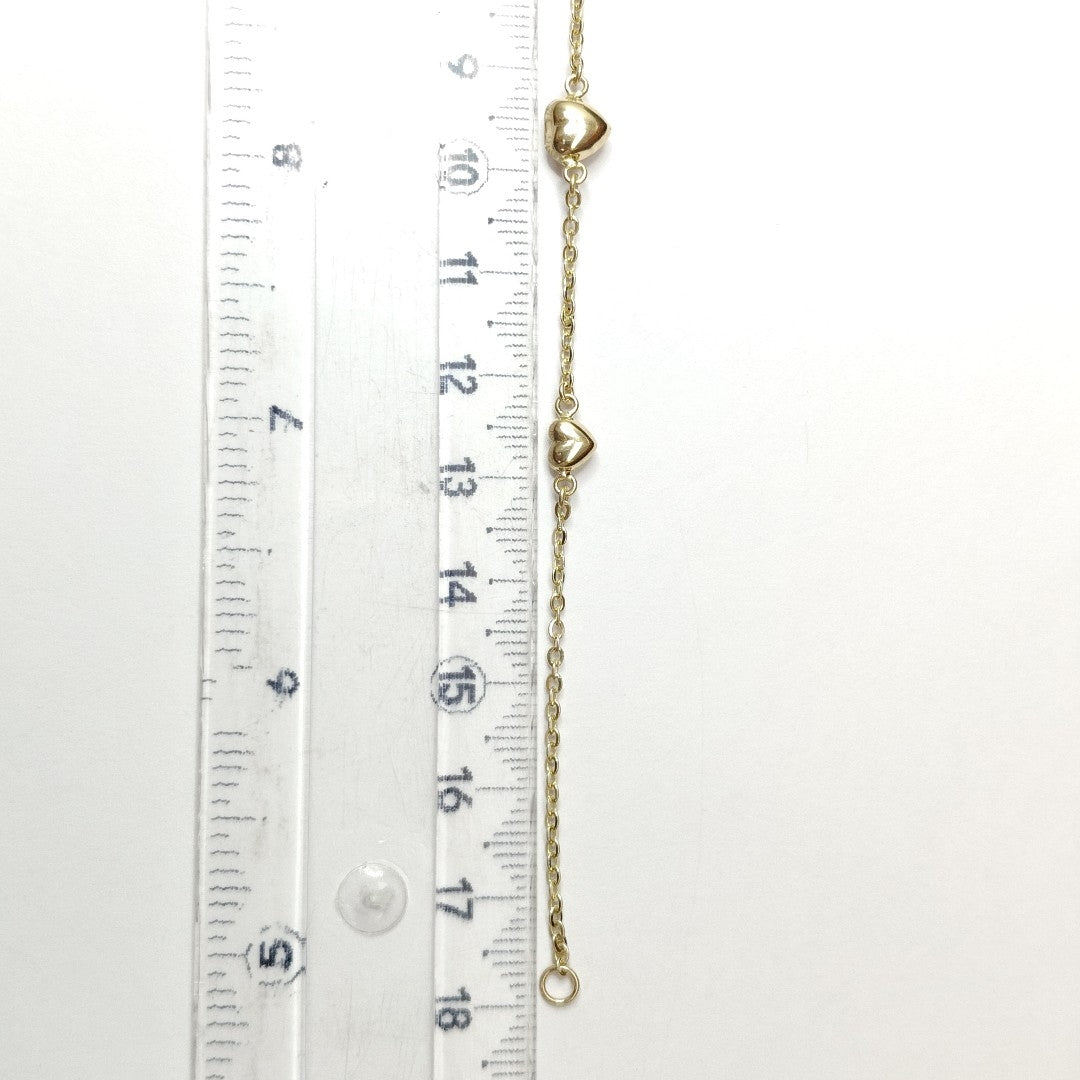 PULSERA TEJIDO ESPECIAL CON CORAZONES 14K 18 CM 1.7 GR (NUEVO)