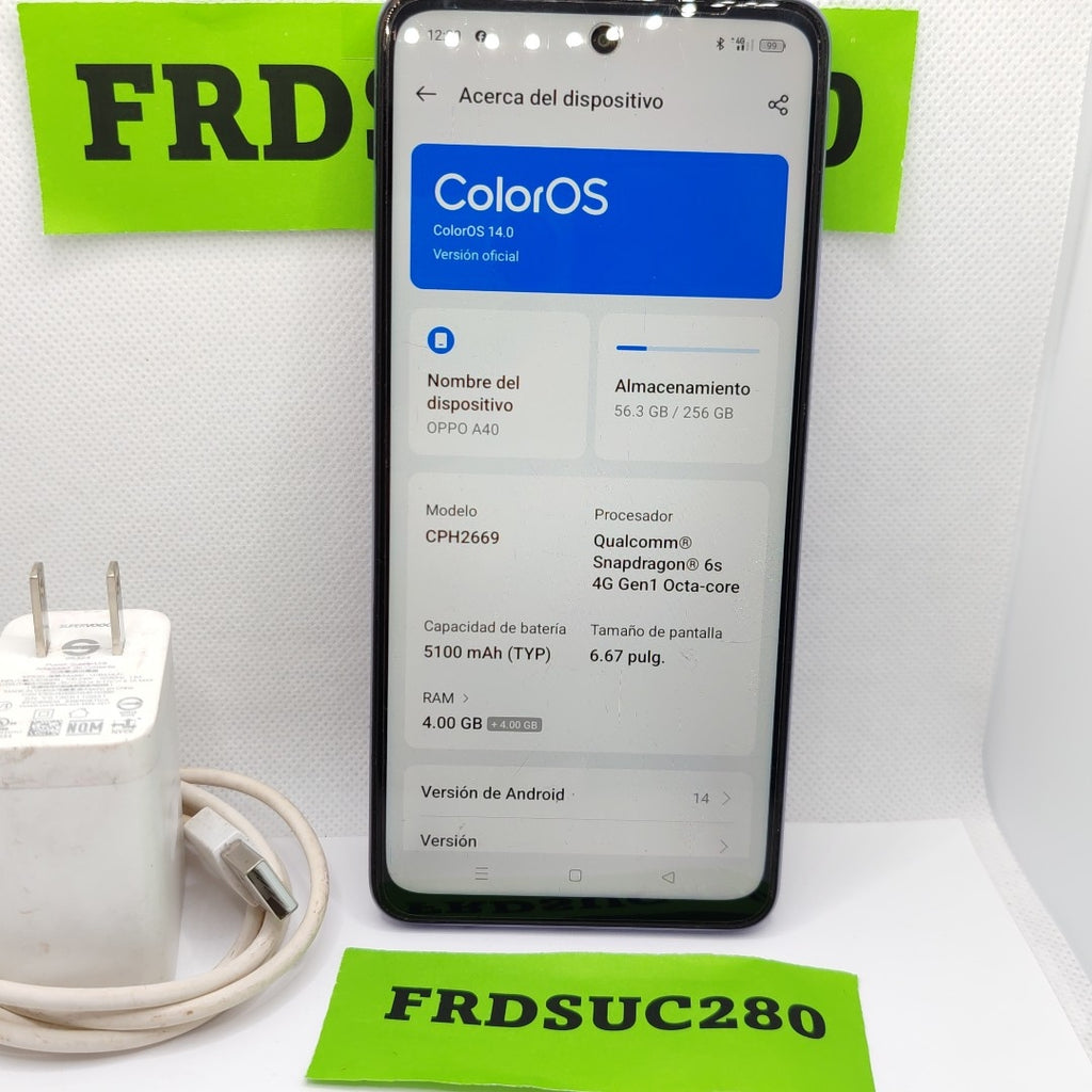 CELULAR OPPO A40 CPH2669 (2024) 256 GB 4 GB RAM (SEMINUEVO)