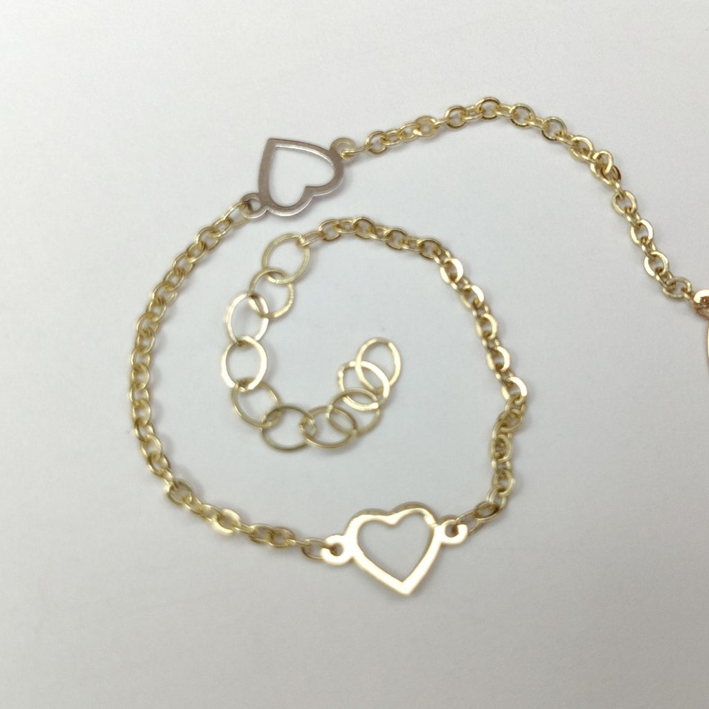 PULSERA ESPECIAL CON CORAZONES 10K 18 CM 1.2 GR (NUEVO)