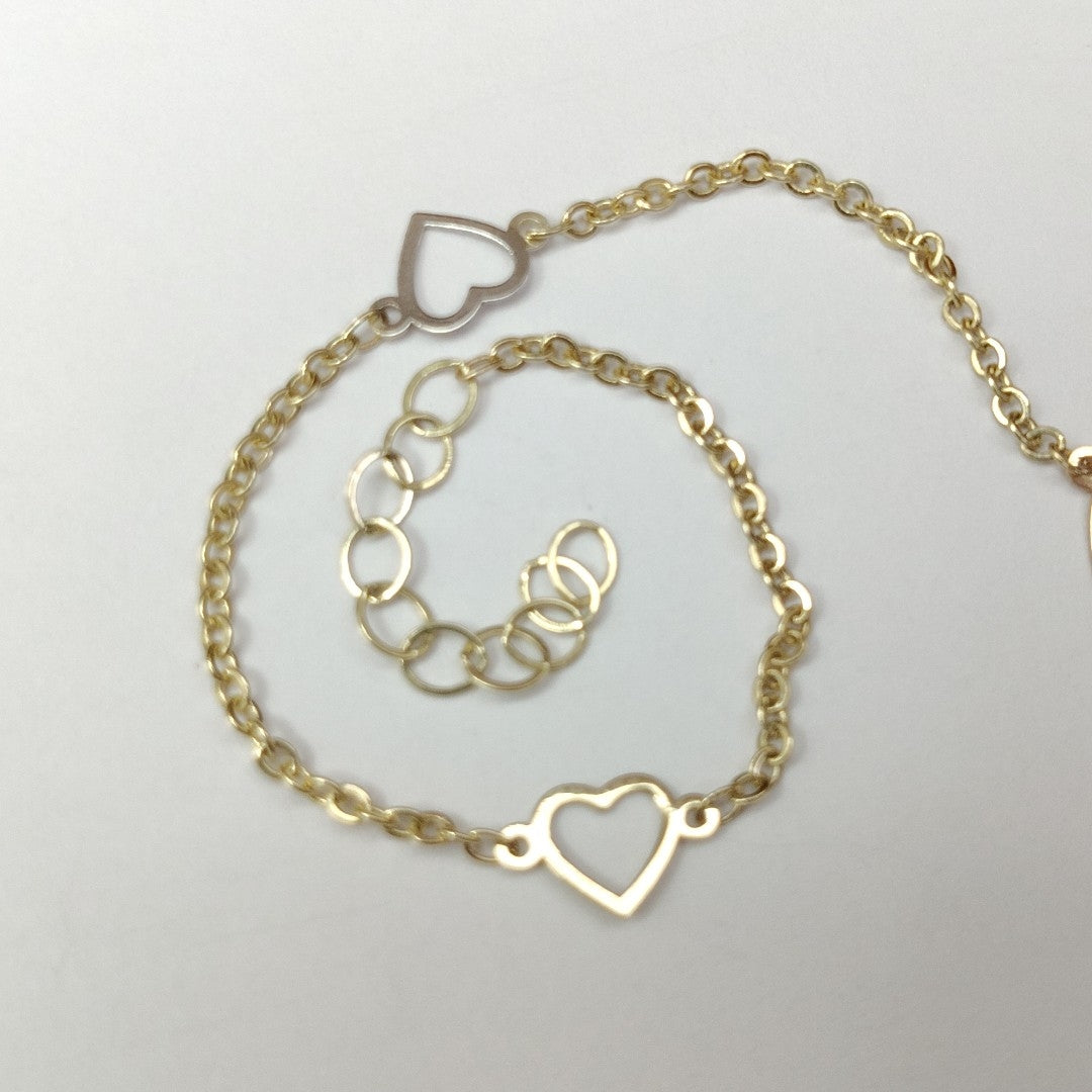 PULSERA ESPECIAL CON CORAZONES 10K 18 CM 1.2 GR (NUEVO)