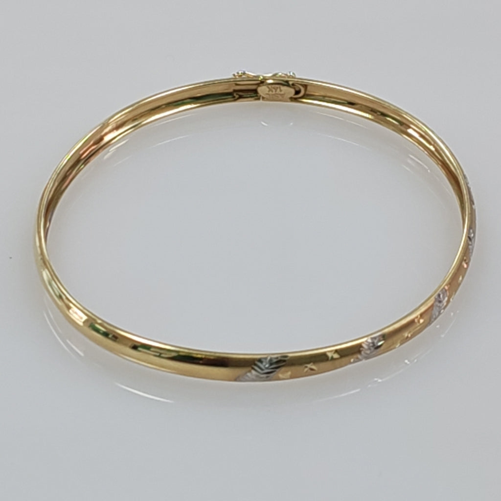 PULSERA RIGIDA ORO, RODIADO 14 K 3.8 GRMS (SEMINUEVO)