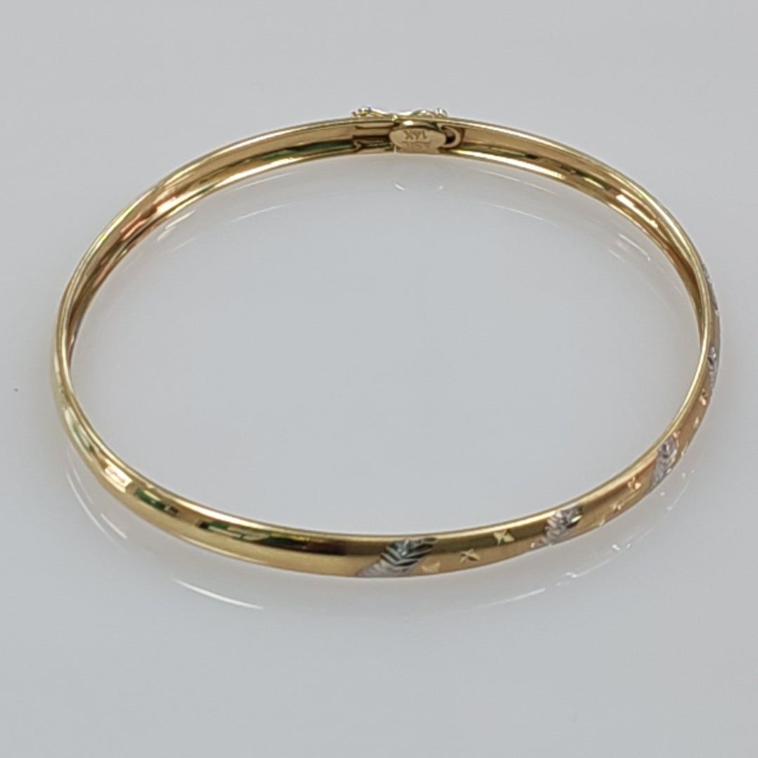 PULSERA RIGIDA ORO, RODIADO 14 K 3.8 GRMS (SEMINUEVO)