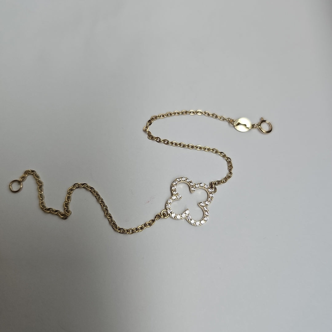 PULSERA TEJIDO ESPECIAL C CIRCONIAS 14K 18 CM 1.8 GR (NUEVO)