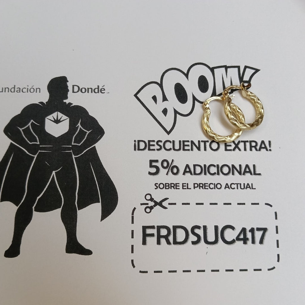ARETES TEJIDO ARRACADAS ASTRIADAS 14K 1.9 GR (NUEVO)