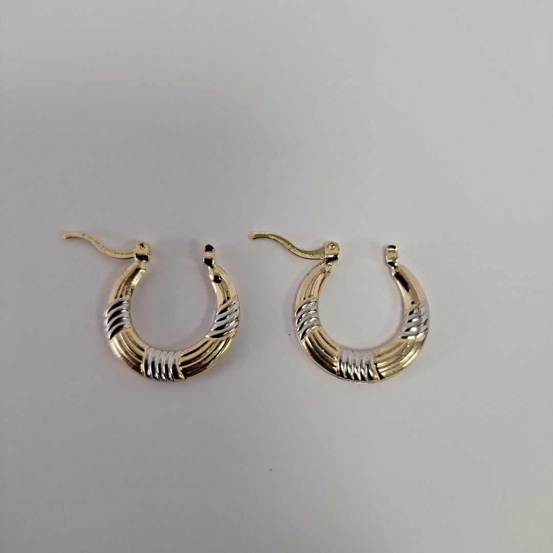 ARETES TEJIDO ARRACADAS COMBINADAS HUECAS 14K 2 GR (NUEVO)
