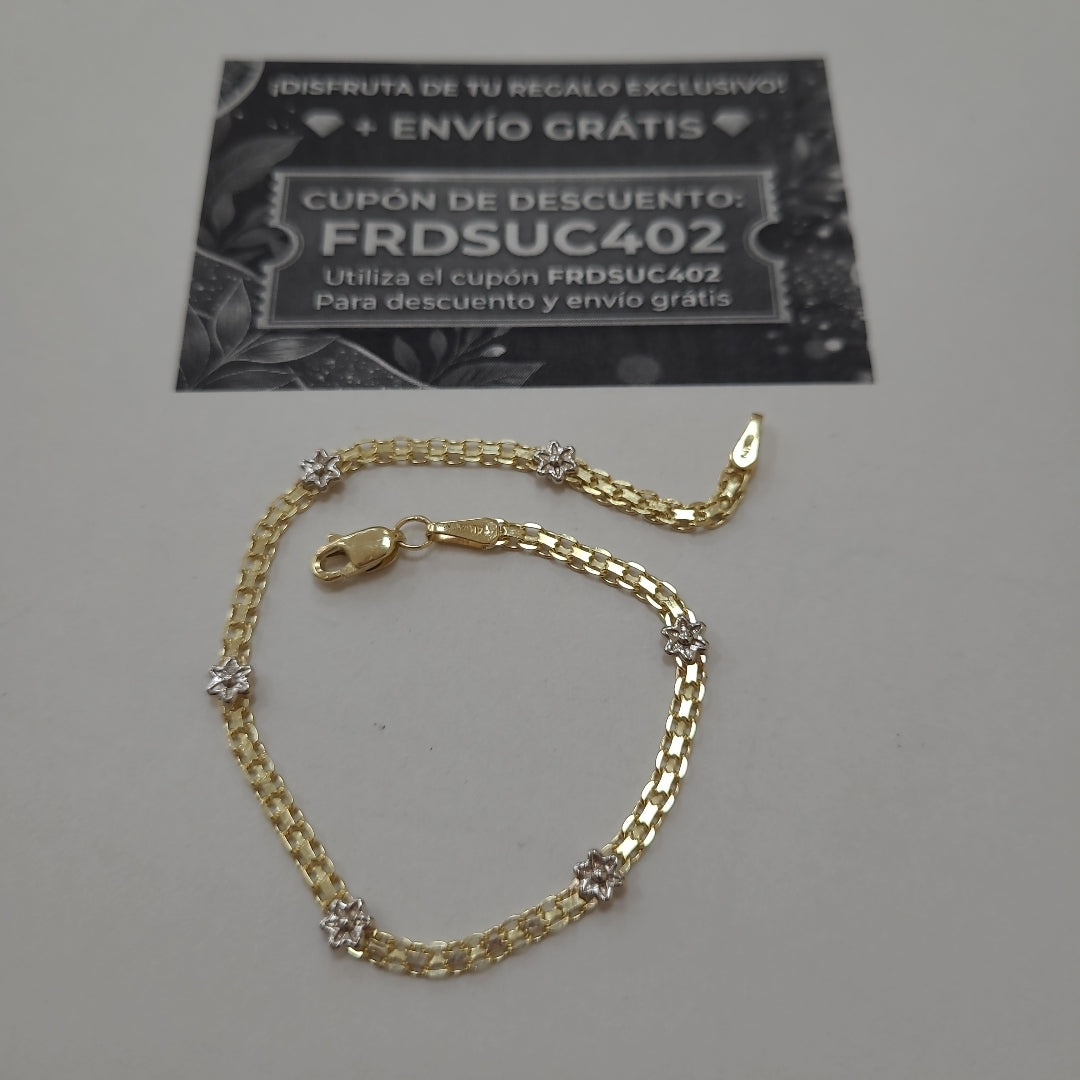 PULSERA ESPECIAL C FLORES 14K 18 CM 3 GR (NUEVO)