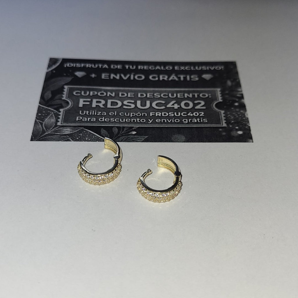 ARETES HUGGIE CON CIRCONIAS 14K 2 GR (NUEVO)