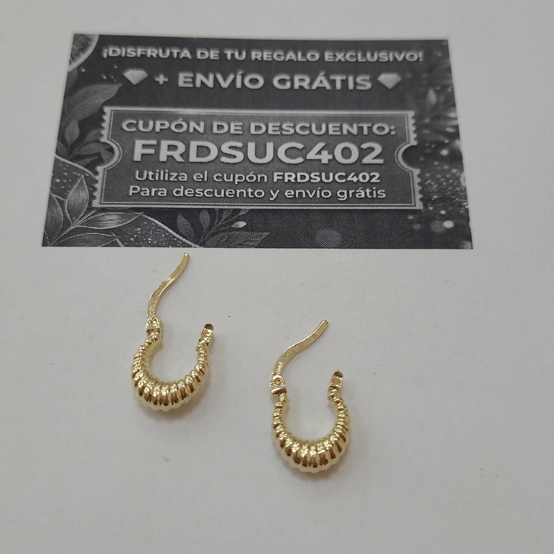 ARETES ARRACADA ESTRIADAS 14K 1.1 GR (NUEVO)
