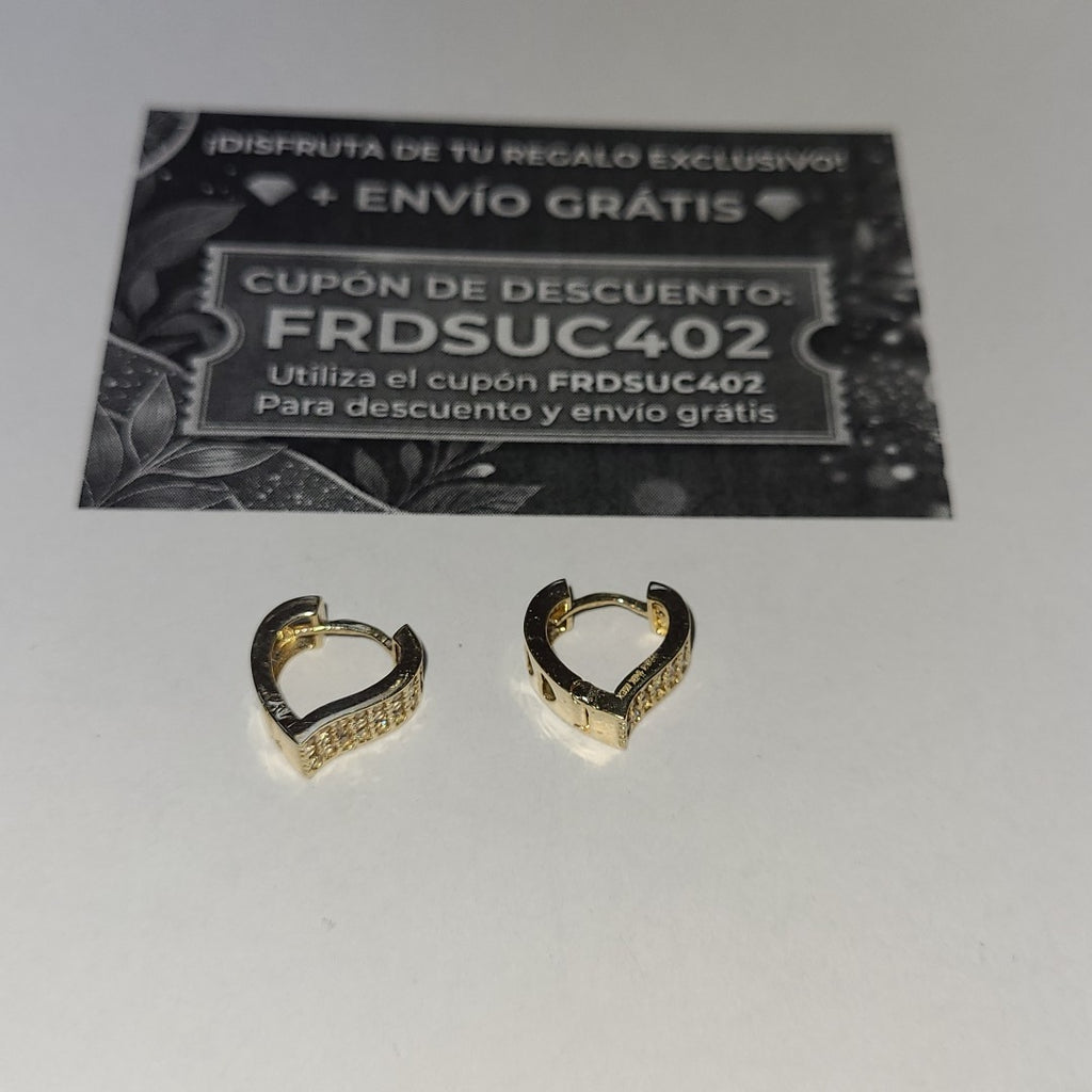 ARETES ARRACADAS CORAZON C CIRCONIAS 14K 2.2 GR (NUEVO)