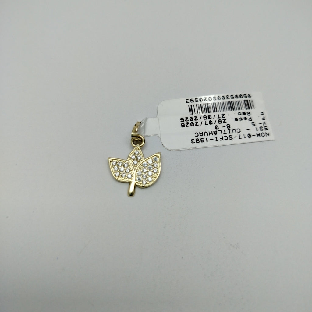 DIJE TEJIDO HOJAS CON CIRCONIAS 14K 0.9 GR (NUEVO)