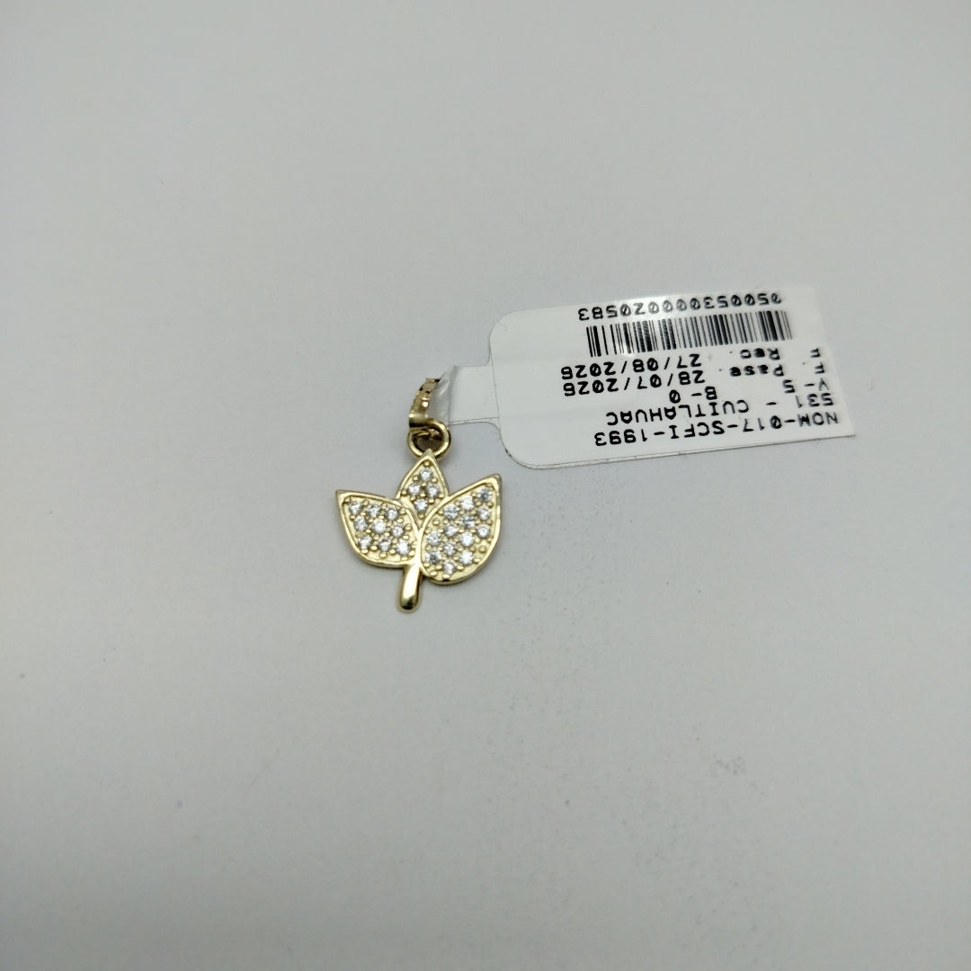 DIJE TEJIDO HOJAS CON CIRCONIAS 14K 0.9 GR (NUEVO)