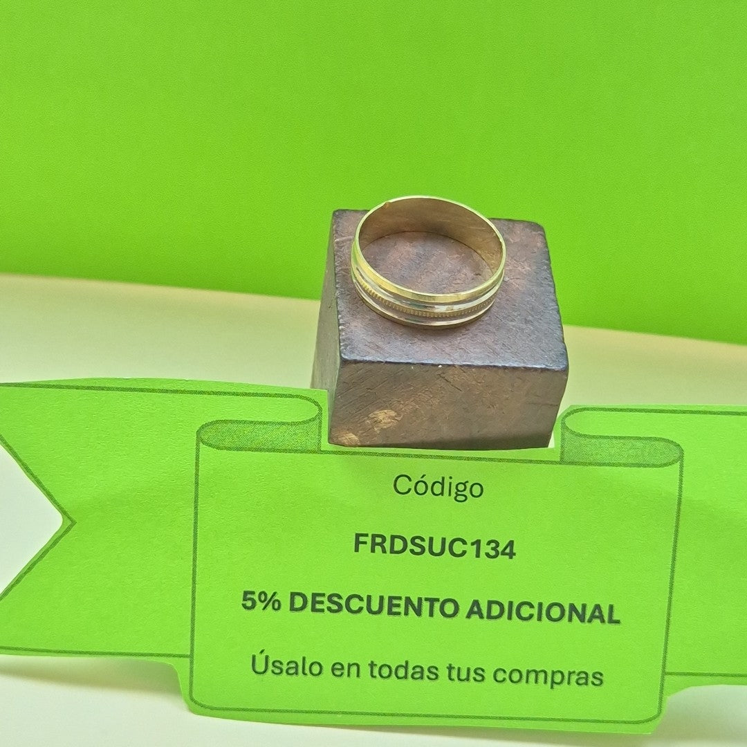 ANILLO ORO COMBINADO 14 K 2.2 GRMS (SEMINUEVO)